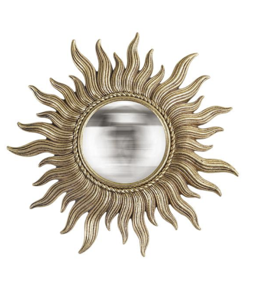 Petit miroir sorcière soleil doré convexe 14,8 cm