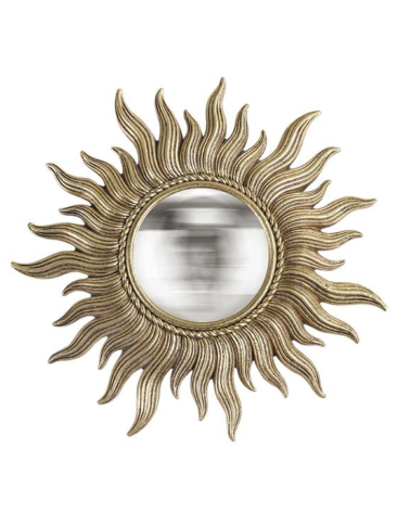 Petit miroir sorcière soleil doré convexe 14,8 cm