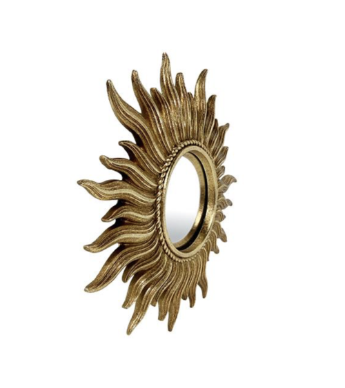 Petit miroir convexe doré vu de profil