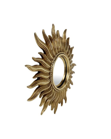 Petit miroir convexe doré vu de profil