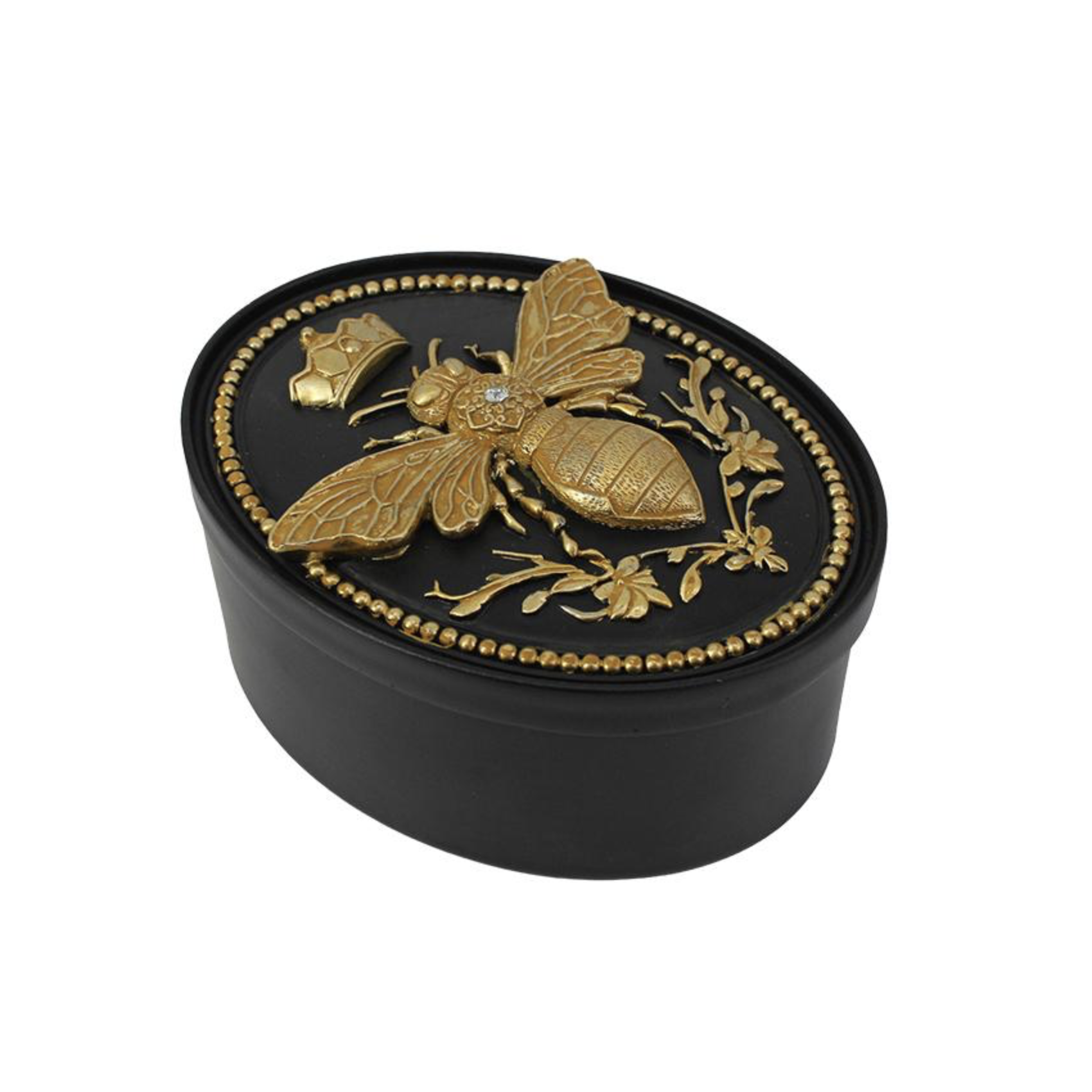 Boîte décorative abeille noire et dorée 16 × 12 cm