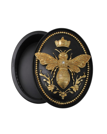 Boîte à bijoux abeille noire et dorée ouverte