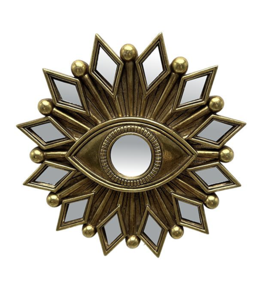 Miroir œil doré 17 cm avec petits miroirs géométriques