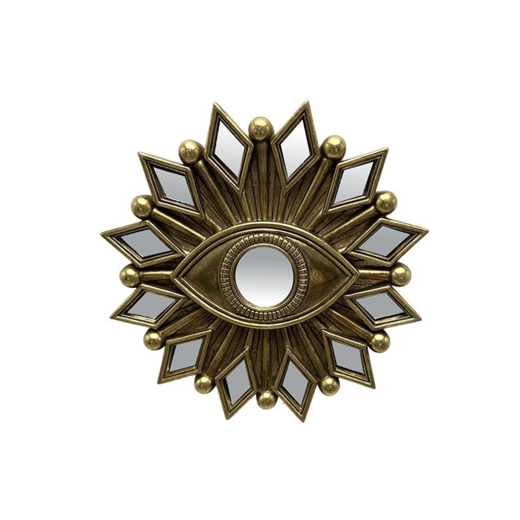 Miroir œil doré 17 cm avec petits miroirs géométriques