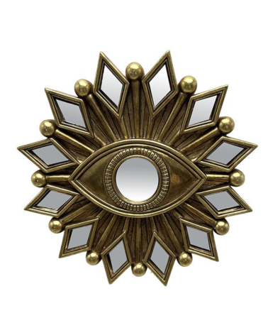 Miroir œil doré 17 cm avec petits miroirs géométriques