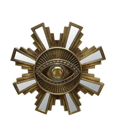 Décoration murale œil rayonnant doré avec miroirs 18,5 cm