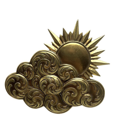 Décoration murale soleil et nuages dorés 15,5 × 14,5 cm