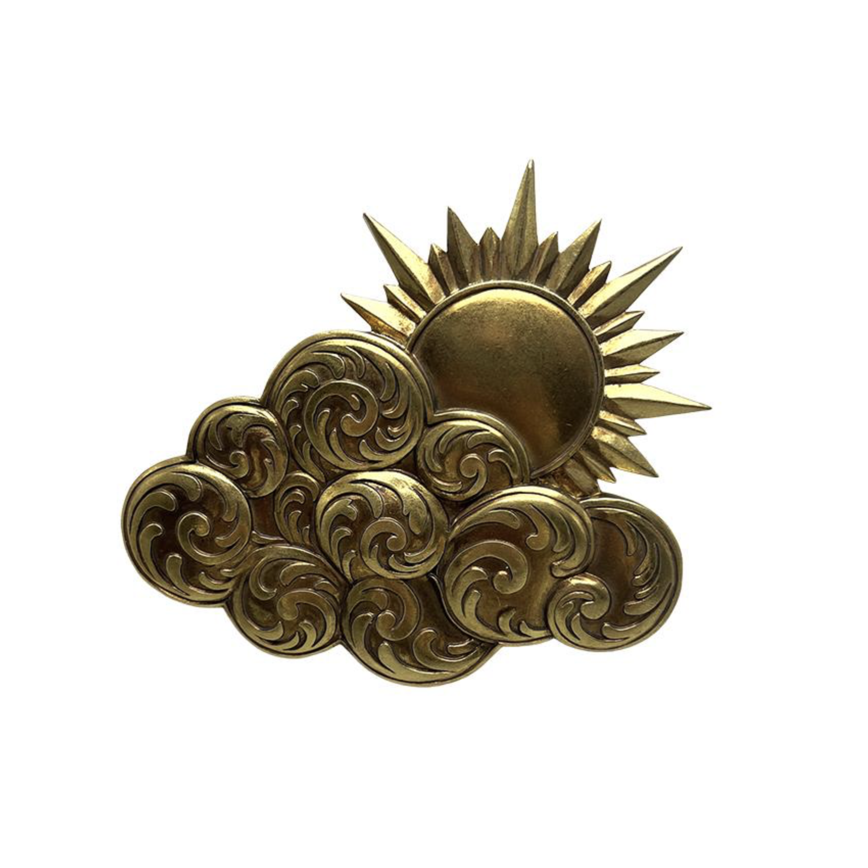 Décoration murale soleil et nuages dorés 15,5 × 14,5 cm