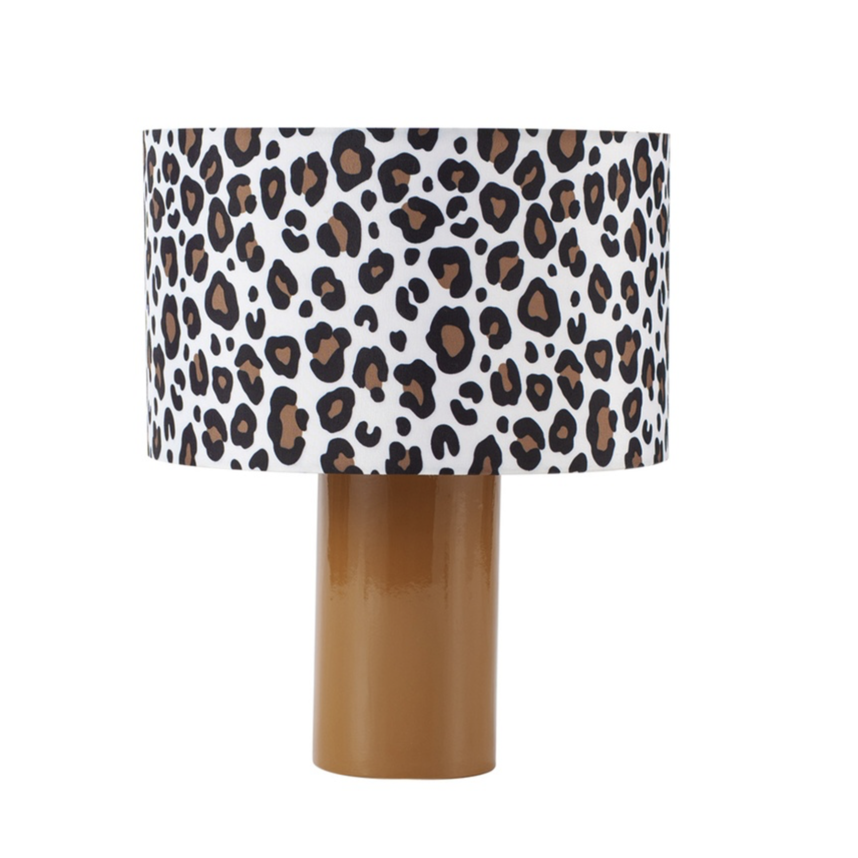 Lampe à poser marron avec abat-jour léopard