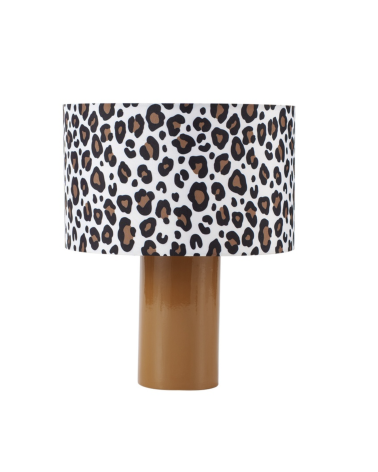 Lampe à poser marron avec abat-jour léopard