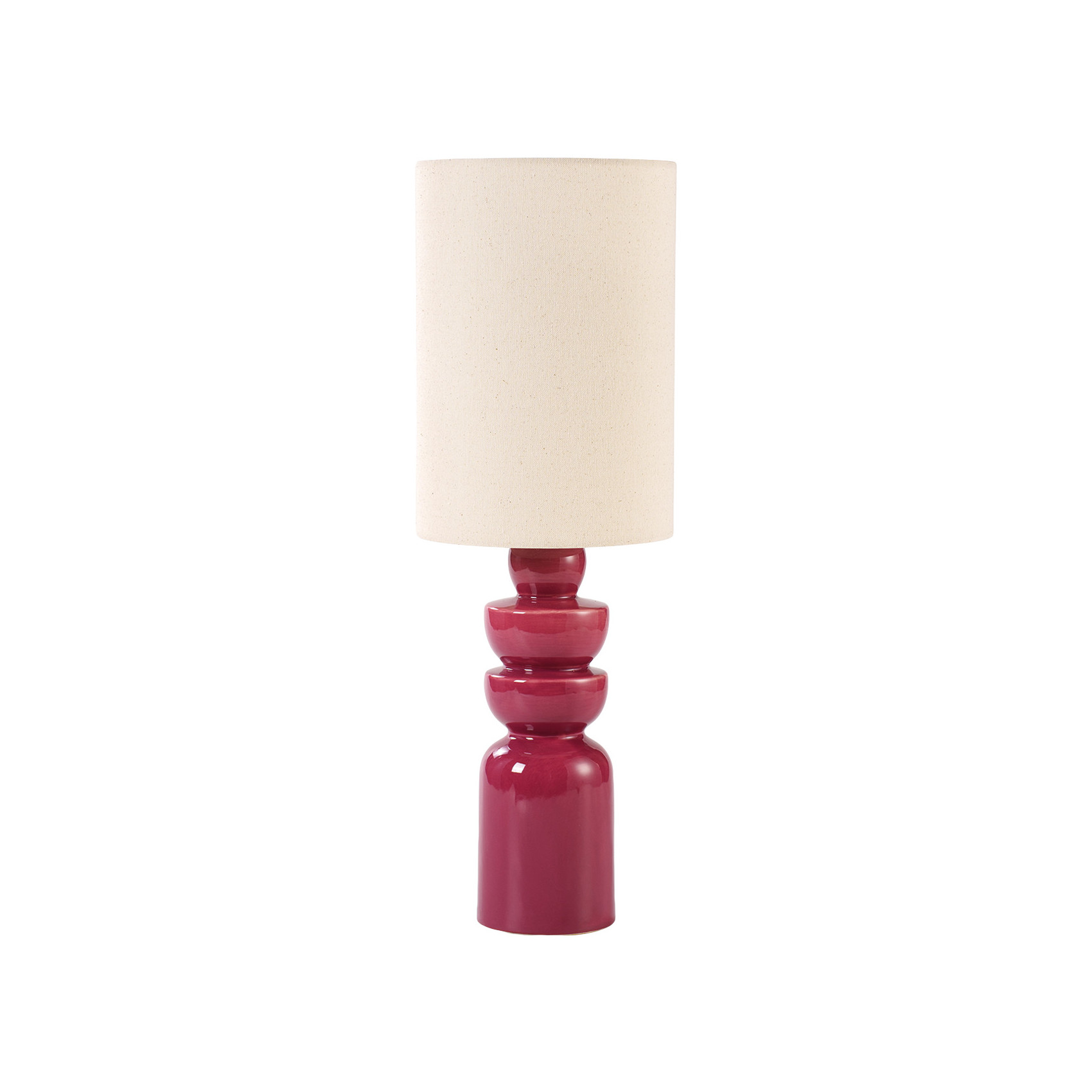 Lampe à poser sculpturale en céramique bordeaux avec abat-jour écru