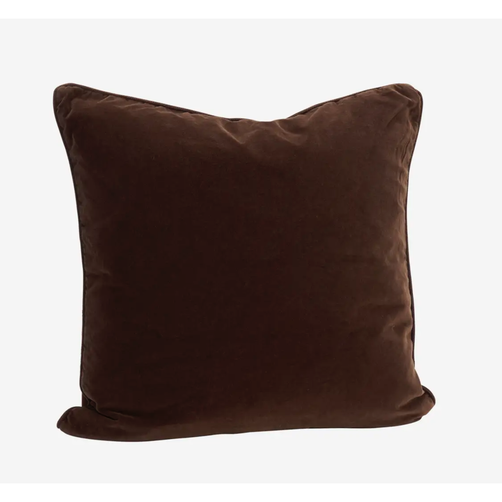 Housse de coussin en velours de coton chocolat 50x50 cm