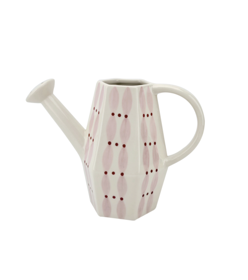 Arrosoir en céramique rose à motif graphique