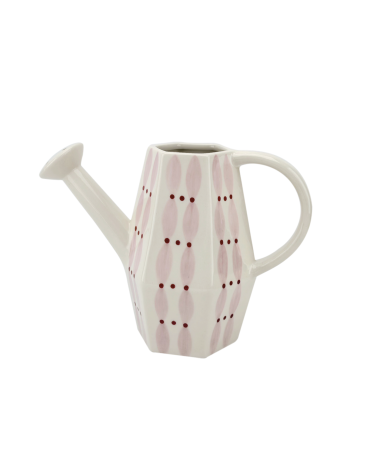 Arrosoir en céramique rose à motif graphique