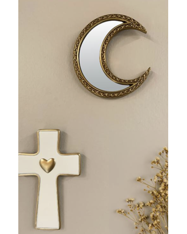 Miroir croissant de lune doré