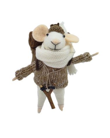 Souris skieuse à suspendre – Décoration de Noël
