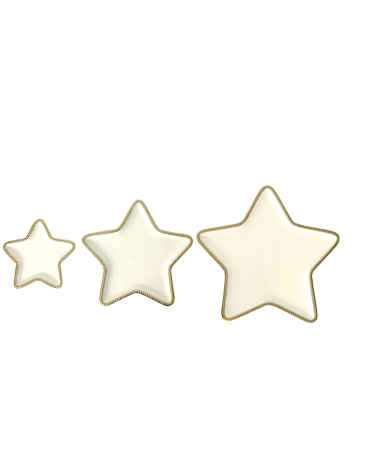 Lot de 3 plateaux décoratifs étoile ivoire et doré