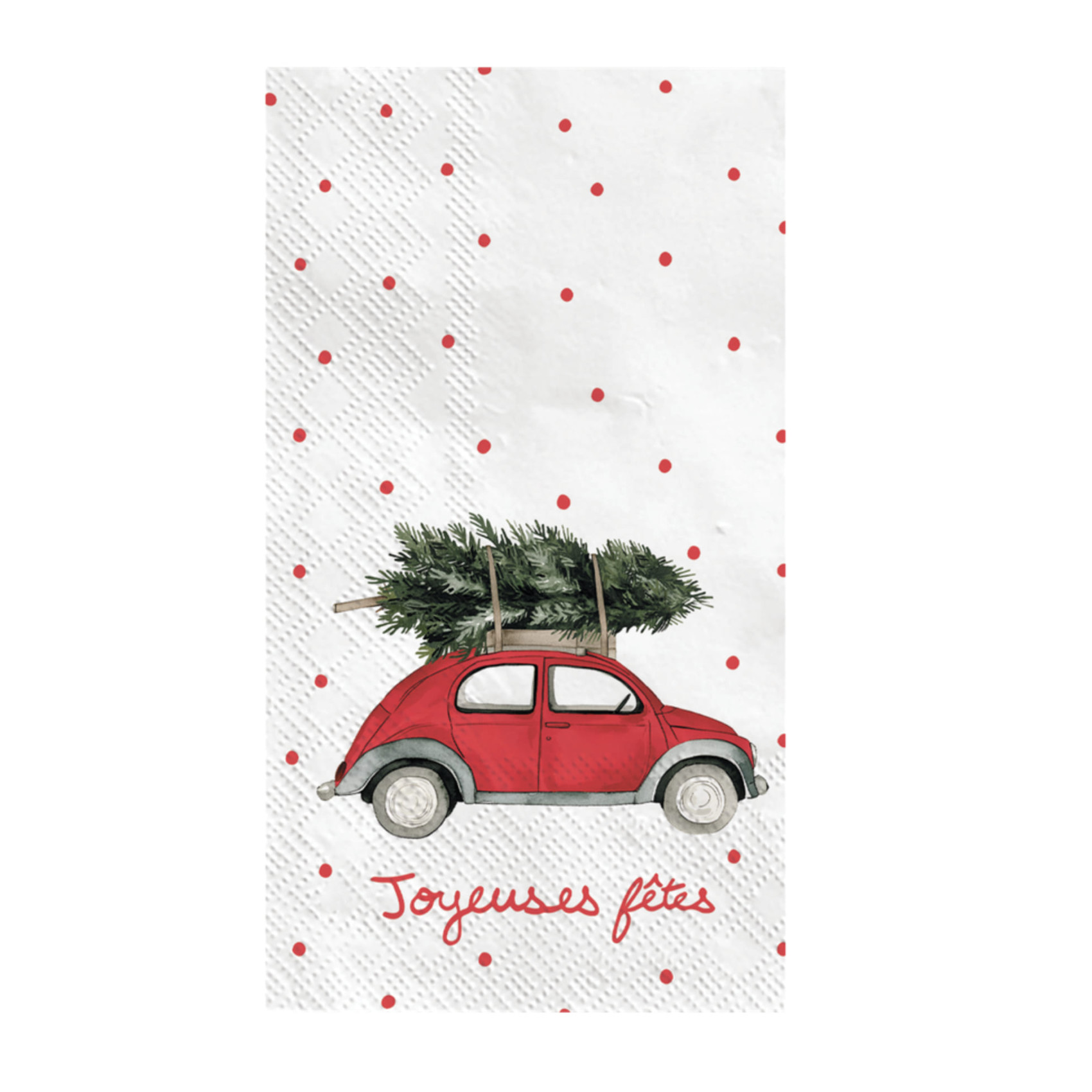 Serviettes en papier de Noël voiture rouge et sapin – lot de 15
