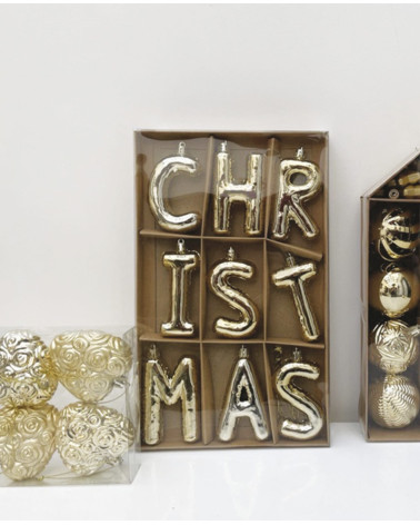 Lettres de Noël à suspendre CHRISTMAS dorées