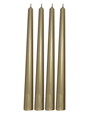 Lot de 4 bougies flambeaux dorées