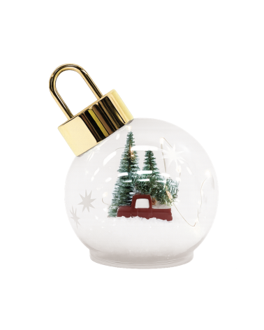 Boule de Noël lumineuse LED avec voiture et sapins