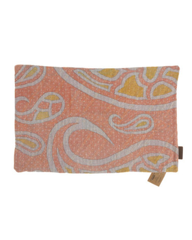 Coussin en sari de coton 40 x 60 cm - Orange